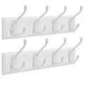 Produktbild: SONGMICS Wandgarderoben, 2er Set, jeweils 4 Dreifach-Kleiderhaken, Hakenleisten, Garderobenhaken, Mäntel, Jacken, Hüte, Taschen, Flur, Schlafzimmer, Badezimmer, weiß LHR030W02