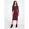 Produktbild: Strickkleid LAURA SCOTT, Damen, Gr. 46, N-Gr, rot (bordeaux), Strick, Obermaterial: 70% Viskose, 30% Polyamid, clean, unifarben, figurbetont kniebedeckend, Rundhals, Bündchen, Kleider Strickkleid, Länge kniebedeckt mit seitlichen Knöpfen, Topseller