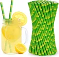 Produktbild: Vicloon 100x Strohhalme Papier Trinkhalme Papier Biologisch Abbaubar Grün-Bambus
