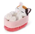 Produktbild: Kuscheltier Sleeping Kitties Katze 12cm, Creme, im rot-rosanen Körbchen