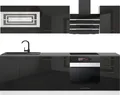 Produktbild: Belini Küchenzeile Küchenblock Margaret - Küchenmöbel 240 cm Einbauküche Vollausstattung ohne Elektrogeräten mit Hängeschränke und Unterschränke, mit Arbeitsplatten, Schwarz Hochglanz