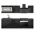 Produktbild: Belini Küchenzeile Küchenblock Margaret - Küchenmöbel 240 cm Einbauküche Vollausstattung ohne Elektrogeräten mit Hängeschränke und Unterschränke, mit Arbeitsplatten, Schwarz Hochglanz