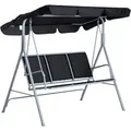 Produktbild: Outsunny Hollywoodschaukel 3-Sitzer Schaukelbank Gartenschaukel mit Dach Schwarz - Grau/Schwarz