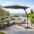 Produktbild: Easy Push-Up Sonnenschirm Gartenschirm Ampelschirm Anthrazit Ø3,50m