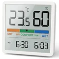 Produktbild: NOKLEAD Digitales Thermo-Hygrometer, Tragbares Thermometer Hygrometer Innen mit hohen Genauigkeit, Temperatur und Luftfeuchtigkeitsmesser für Raumklimakontrolle Raumluftüerwachtung Monitor (WEISS)