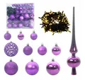 Produktbild: vidaXL Weihnachtsbaumkugel Weihnachtsbaumkugeln Christbaumkugeln Set lila Kunststoff mit Lichterk