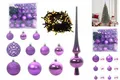 Produktbild: Weihnachtsbaumkugeln Christbaumkugeln Set Lila Kunststoff Mit Lichterkette 120tl
