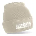 Produktbild: Herzbotschaft Beanie Strickmütze mit Spruch | Ich Bin 1860 Fan Also Bin ich Cooler als du! | Creme | weiche und warme Fußball Mütze für München Fan | Skyline | SoftTouch Einheitsgröße für Erwachsene