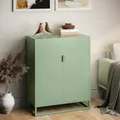 Produktbild: skølm Izar Metallkommode – Wohnzimmerschrank mit Doppeltüren in Mintgrün – Metallschrank mit 2 Fächern – Sideboard für Wohnzimmer – Mehrzweckschrank 100x80x40 cm