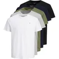 Produktbild: JACK AND JONES JACK&JONES Herren T-Shirt, 5er Pack - JORJXJ, T-Shirt, kurzarm, Rundhals, Baumwolle, Logo, einfarbig