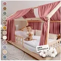 Produktbild: lilimaus Betthimmel Hausbett Himmel 2er-Set aus 100% Musselin - für Kinderbett (1-tlg), Set mit 2 abgestimmten Stoffbahnen - weich & schnell montiert rosa 135 cm x 270 cm