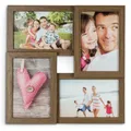 Produktbild: levandeo Bilderrahmen Collage 28x28cm 4 Fotos 10x15 Nussbaum MDF Holz Glas