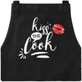 Produktbild: MoonWorks lustige Grillschürze für Männer mit Spruch Kiss the Cook Herren Schürze zum Grillen Kochschürze schwarz unisize