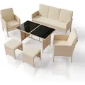 Produktbild: JUSKYS Polyrattan Gartenmöbel Sitzgruppe Turin (creme/sand)