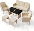 Produktbild: Juskys Polyrattan Gartenmöbel Sitzgruppe Turin Set 6 teilig - Outdoor Möbel Creme / Sand