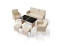 Produktbild: Juskys Polyrattan Gartenmöbel Sitzgruppe Turin Set 6 teilig - Outdoor Möbel mit Tisch – Lounge Creme