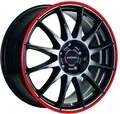 Produktbild: Ronal R54 jetblack-red rim 7x16 ET25 - LK4/108 ML65.1 Alufelge rot