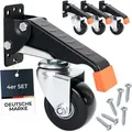Produktbild: Schwerlastrollen absenkbar, 4 Stück, 65 mm, bis 300 kg, HMF 6750, Schwarz