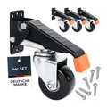 Produktbild: HMF 6750 Schwerlastrollen absenkbar für Werkbank, 4 Stück, 65 mm, bis 300 kg, Schwarz