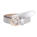 Produktbild: MIRROSI Ledergürtel Damen Herren Gürtel, Made in Italy, 3cm breit (Metalic Silber (Goldene Schnalle), 85cm)