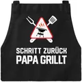Produktbild: MoonWorks Grill-Schürze für Männer mit Spruch Schritt zurück Papa Papa Opa grillt Baumwoll-Schürze Grill-schürze Küchenschürze schwarz unisize