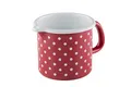 Produktbild: Riess, 0038-077, Schnabeltopf 9, COUNTRY - PÜNKTCHEN ROT, Durchmesser 9 cm, Höhe 8.5 cm, Inhalt 0.5 Liter, Emaille, rot/weiß, Induktion
