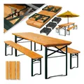 Produktbild: KESSER Bierzeltgarnitur 3 teilig Gartenmöbel-Set Klappbar 170 x 46 x 75cm 2X Bierbänke 1x Biertisch Festzeltgarnitur Biertisch Stehtisch Sitzgarnitur Holz 12-teiliges Bodenschoner-Set