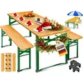 Produktbild: Bierzeltgarnitur 3 Teilig Gartenmöbel-set Klappbar 170 X 46 X 75cm 2x Bierbänke 1x Biertisch Festzeltgarnitur Biertisch Stehtisch Sitzgarnitur Hellbraun,170cm X 46cm - Kesser