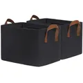 Produktbild: TIMEYARD Aufbewahrungsbox Schwarz 2-Pack, 30L Korb Aufbewahrung, Schrank Organizer, Aufbewahrungskorb für Badezimmer, Regal, Schreibtisch, Bad, Wäschekorb Faltbar, Rechteckig, 42L x 28B x 25H cm