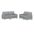 Produktbild: vidaXL Sofa 2-tlg. Sofagarnitur mit Kissen Hellgrau Stoff