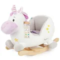 Produktbild: Bieco Plüsch Schaukeltier Einhorn, 60 cm | Kinder Schaukelstuhl mit Sicherheitsgurt | Baby Schaukel | Schaukel Kleinkind | Schaukeltier Baby Schaukelwippe ab 9 Monate | Schaukelpferd Holz