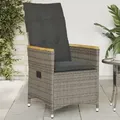 Produktbild: vidaXL Gartensessel Verstellbar mit Kissen Grau Poly Rattan