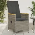 Produktbild: Gartensessel Verstellbar Mit Kissen Grau Poly Rattan - Vidaxl