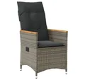 Produktbild: vidaXL Gartenstuhl Gartensessel Verstellbar mit Kissen Grau Poly Rattan (1 St)
