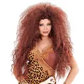 Produktbild: NET TOYS Wilma Feuerstein Perücke Neandertaler Damenperücke Steinzeit Braune Hexenperücke lang Langhaarperücke Hexe Zauberin