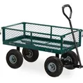 Produktbild: Relaxdays Handwagen Stahl Dunkelgrün Klappbar 53,5 cm x 50 cm x 109 cm 15,5 kg