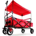 Produktbild: Faltbarer Bollerwagen FX-CT500 Rot - klappbar mit Dach, Vorderrad-Bremse, Vollgummi-Reifen, Hecktasche, für Kinder geeignet - Das Original mit