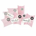 Produktbild: DIY Adventskalender Christkindzum Befüllen rosa Sterne und Streifen,Ziffern grau