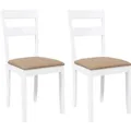 Produktbild: vidaXL Esszimmerstühle mit Kissen 2 Stk Weiß Massivholz Gummibaum 4102386