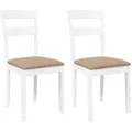 Produktbild: vidaXL Esszimmerstühle mit Kissen 2 Stk. Weiß Massivholz Gummibaum