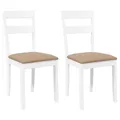 Produktbild: vidaXL Esszimmerstühle mit Kissen 2 STK. Weiß Massivholz Gummibaum, Küchenstuhl, Stuhl, Beistellstuhl, Essstuhl, Wohnzimmerstuhl, Restaurant Stuhl