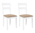 Produktbild: vidaXL Esszimmerstuhl Esszimmerstühle mit Kissen 2 Stk. Weiß Massivholz Gummibaum (2 St)