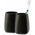 Produktbild: Badezimmerbecher, Zahnputzbecher Aus Keramik, Schwarz, 2 Stück - Kadax