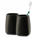 Produktbild: KADAX Badezimmerbecher, Zahnputzbecher aus Keramik, Schwarz, 2 Stück