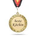 Produktbild: andSmile Medaille mit Gravur - Beste Köchin - Orden aus hochwertigem Metall - Geschenk für Köche, Hobbykoch, Hobbyköchin zum Geburtstag, Weihnachten - Beste Koch der Welt Auszeichnung