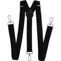 Produktbild: axy Hosenträger Herren Hosenträger 3 robusten Karabiner Verschluss 2,5 cm breit Y-Form verstellbar und elastisch 120cm Lang - Schwarz