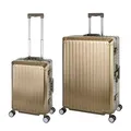 Produktbild: Aluminium Reisekoffer Gepäck-Set, Travelhouse® Tokyo, Trolley mit 4 Rollen, Aluminium Hartschale - Reisekoffer S+XL - Champagner