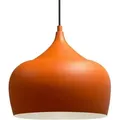 Produktbild: Industrielle Pendelleuchte aus handbemaltem Orange Metall – Vintage-Kronleuchter E27 Ø41 cm für Wohnzimmer, Schlafzimmer oder Esszimmer