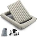 Produktbild: COSTWAY Aufblasbares Kleinkind-Reisebett, Luftmatratzen-Set mit Elektrischer Pumpe, 2 in 1 Mehrzweck-Design, Tragbares Aufblasbett für 18-24 Monate Alte Kinder, Geeignet für Kinderzimmer, Schlafzimmer