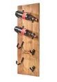 Produktbild: Kobolo Wandregal Weinregal Flaschenhalter - Akazienholz - mit Haken aus Metall - 4 Flaschen